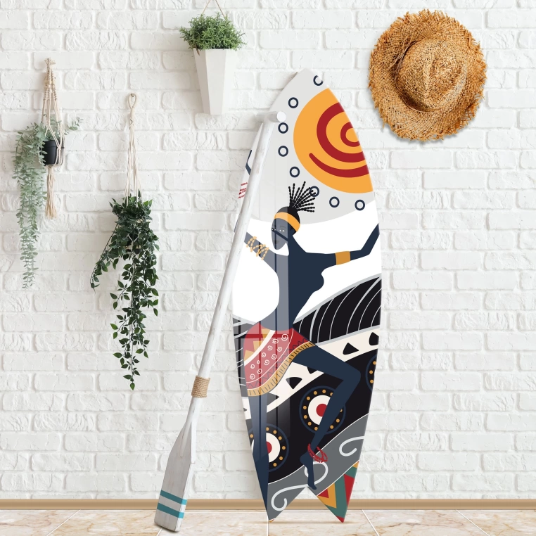 Vivantes Decorative Surfing Board in 4mm Tempered Glass-Dancing Girl