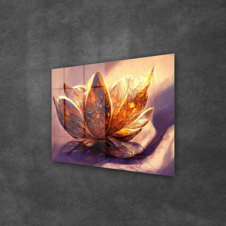 Vivantes Tempered Glass Wall Art - Golden blossom