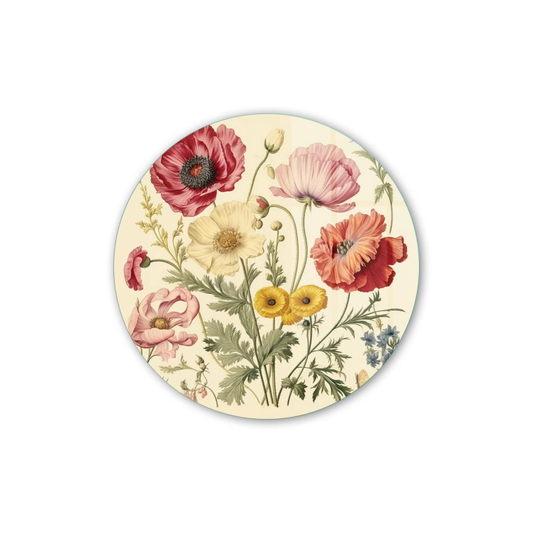 Vivantes Circle Glass Wall Art in 12" Diameter-Wild Flowers