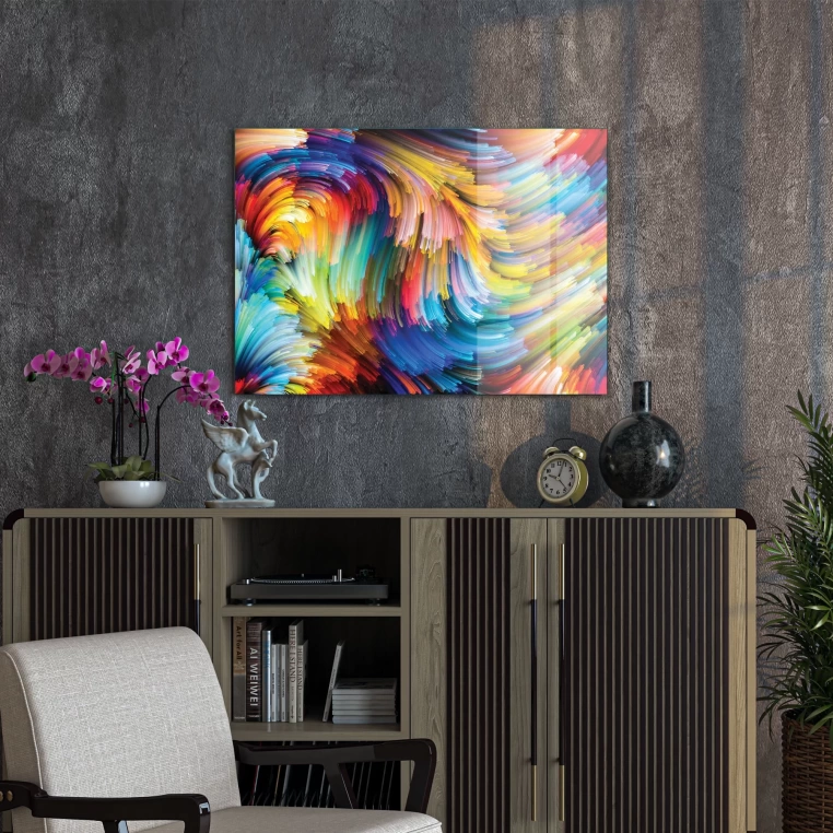 Vivantes Tempered Glass Wall Art - colored waves