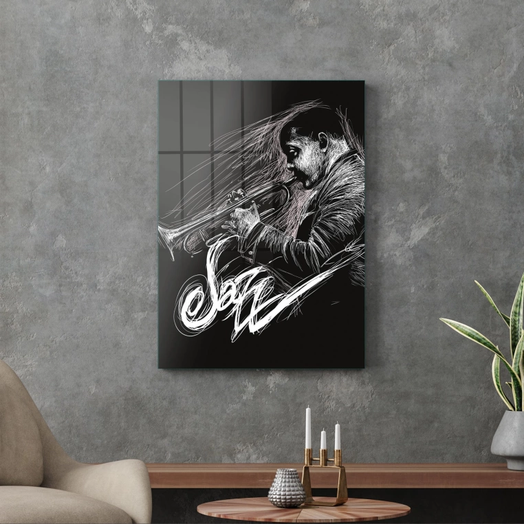 Vivantes Tempered Glass Wall Art - Blue Jazz Art