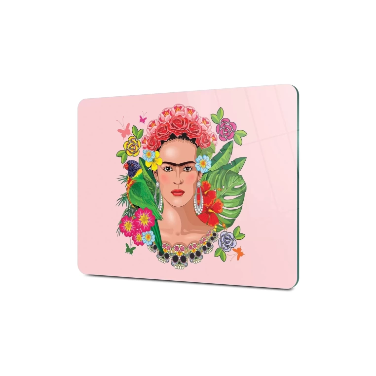 Tempered Glass Cutting Board - Lady in Flowers