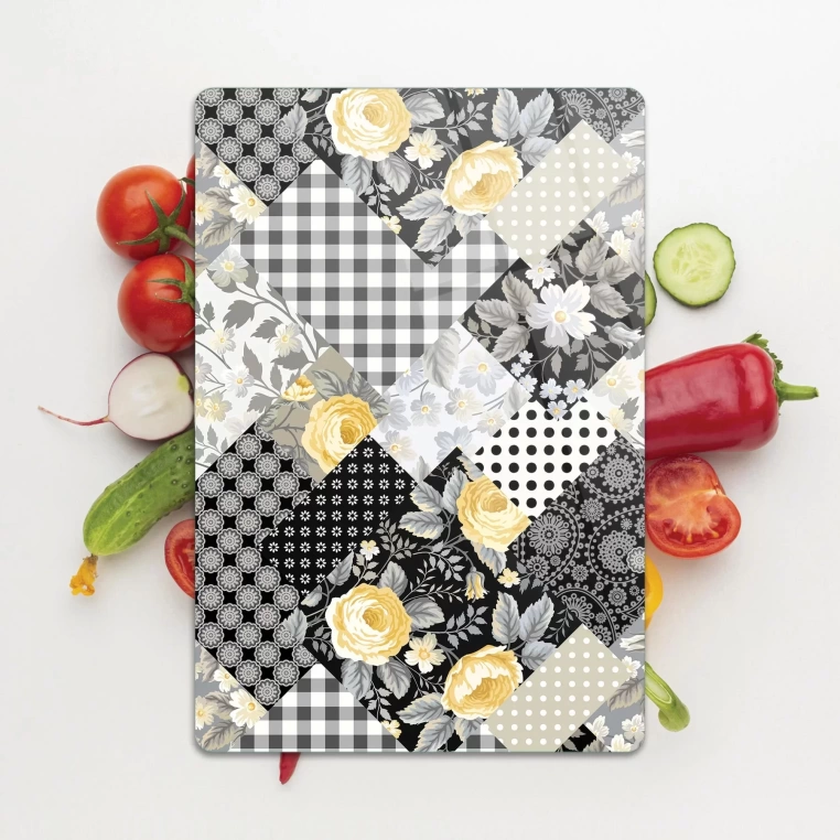 Tempered Glass Cutting Board - White Roses