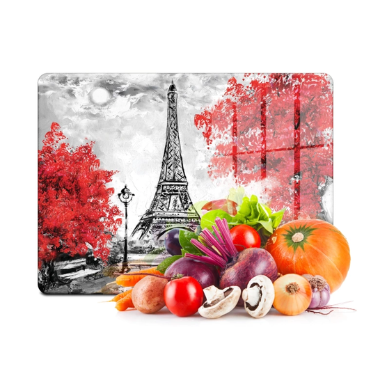 Tempered Glass Cutting Board - Paris in Fall