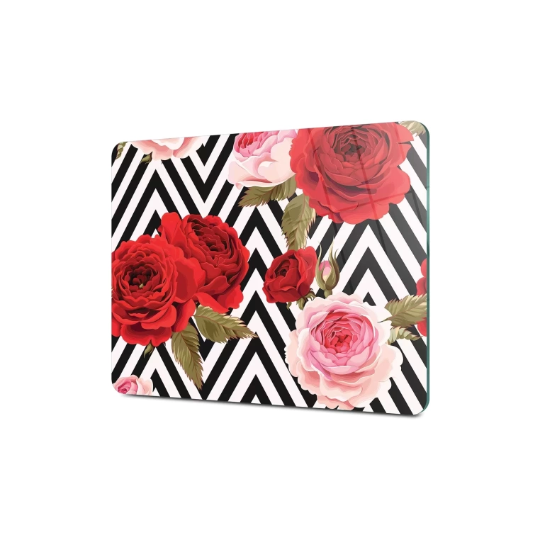 Tempered Glass Cutting Board - Mix Roses