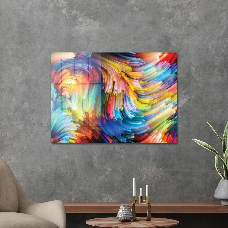 Vivantes Tempered Glass Wall Art - colored waves