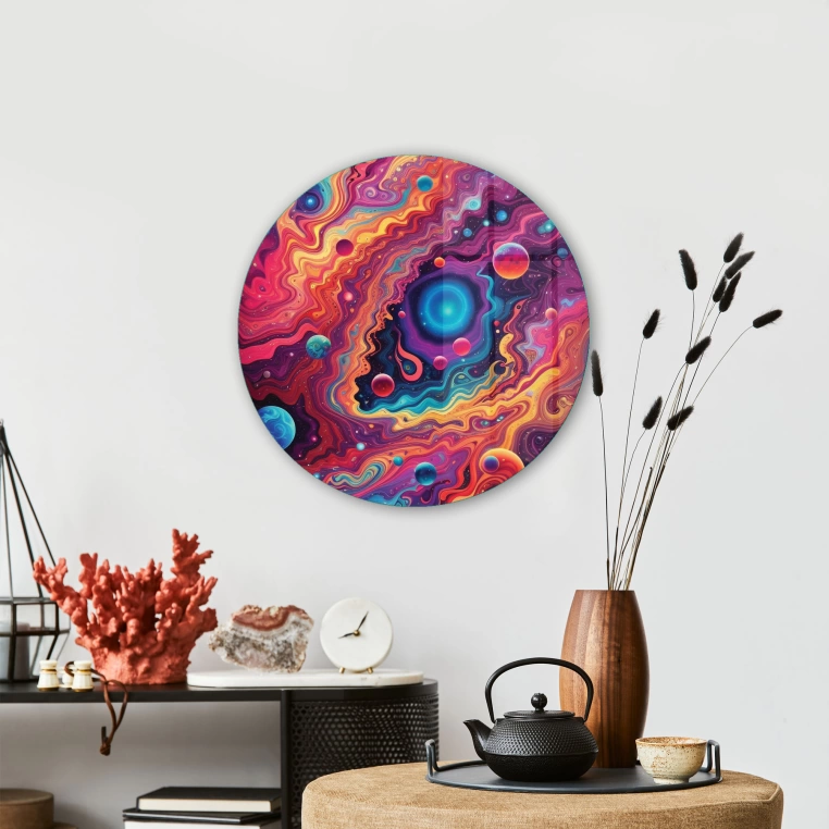 Vivantes Circle Glass Wall Art in 12" Diameter-Abstract Space