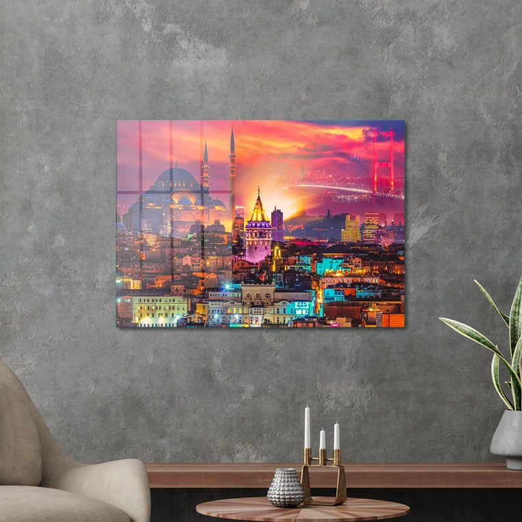 Vivantes Tempered Glass Wall Art - Istanbul In Color