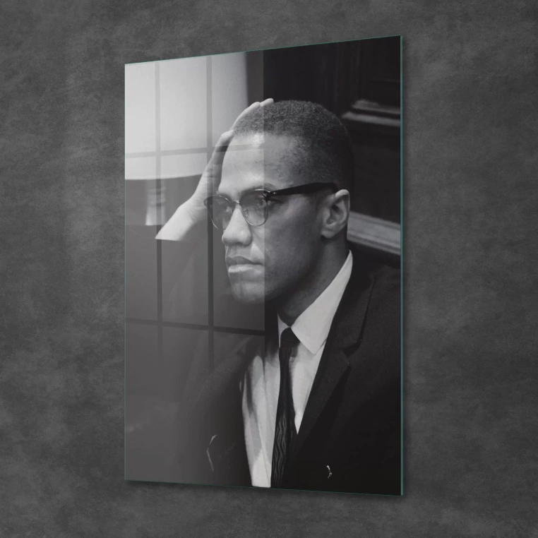 Vivantes Tempered Glass Wall Art - Malcom X