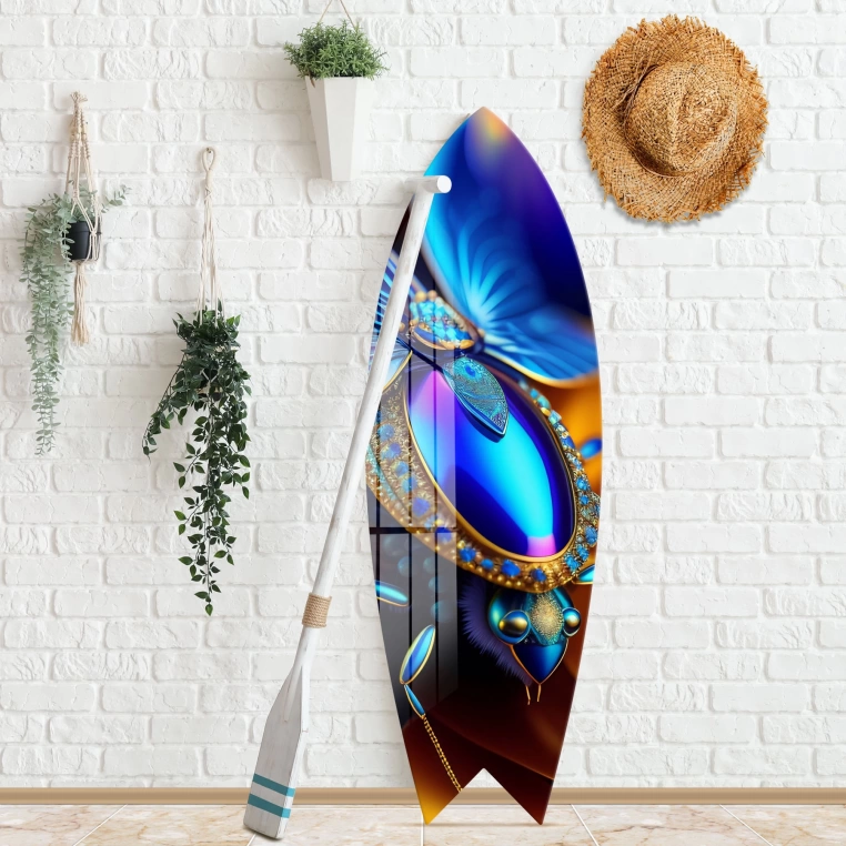 Vivantes Decorative Surfing Board in 4mm Tempered Glass-Jewel Art