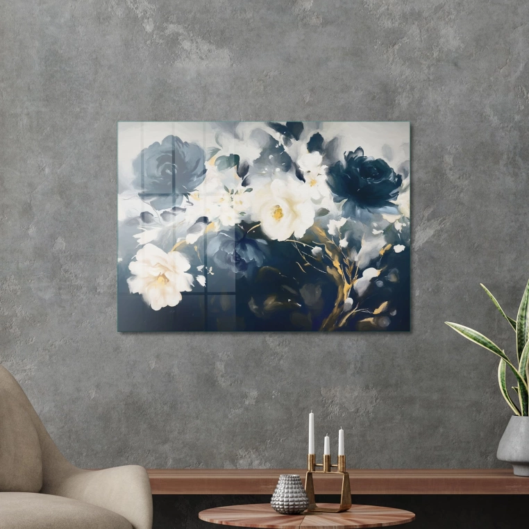 Vivantes Tempered Glass Wall Art - Oil Art Flowers