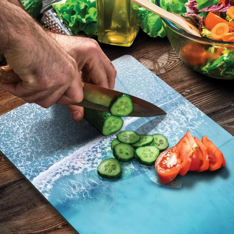 Tempered Glass Cutting Board - Beach