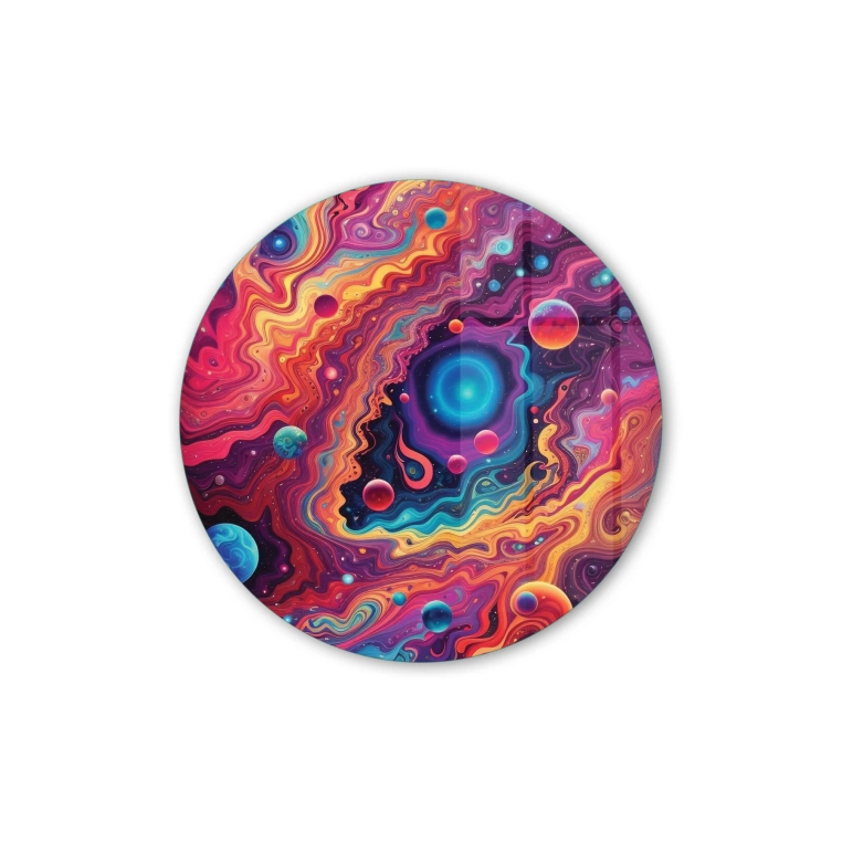 Vivantes Circle Glass Wall Art in 12" Diameter-Abstract Space