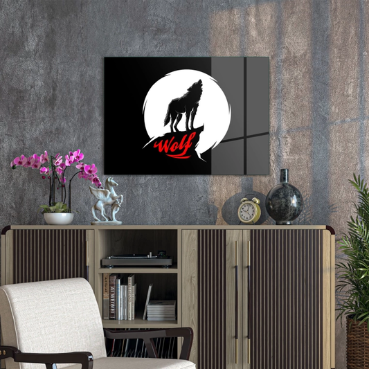 Vivantes Tempered Glass Wall Art - Wolf at Moon