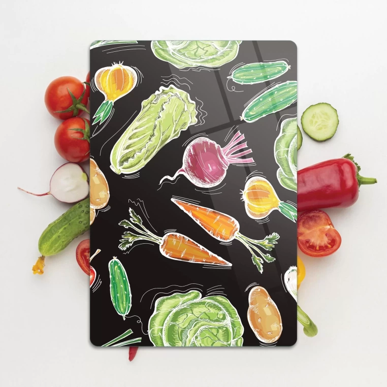 Tempered Glass Cutting Board - Veggies