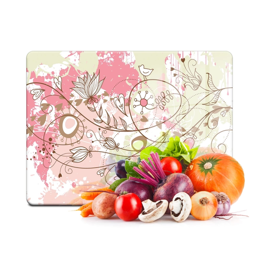 Tempered Glass Cutting Board - Little Bird on a Vine