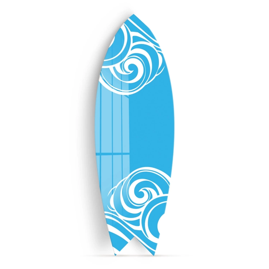 Vivantes Decorative Surfing Board in 4mm Tempered Glass-Light Waves