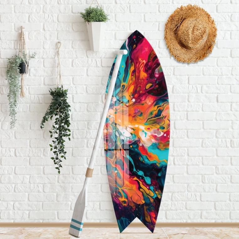 Vivantes Decorative Surfing Board in 4mm Tempered Glass-Splash Art