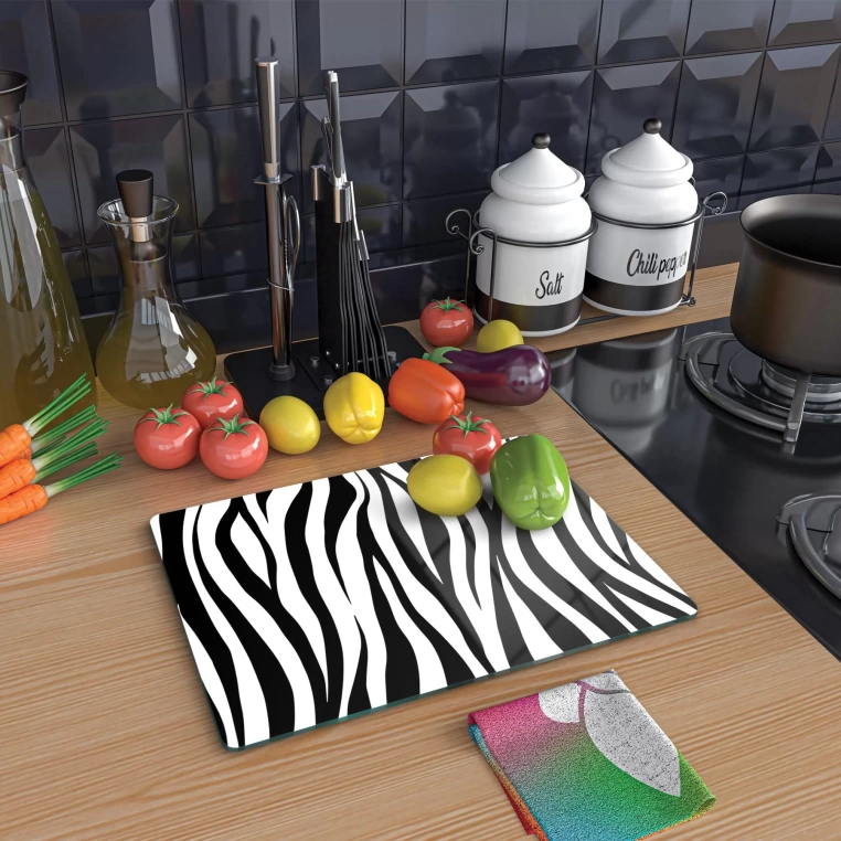 Tempered Glass Cutting Board - Zebra