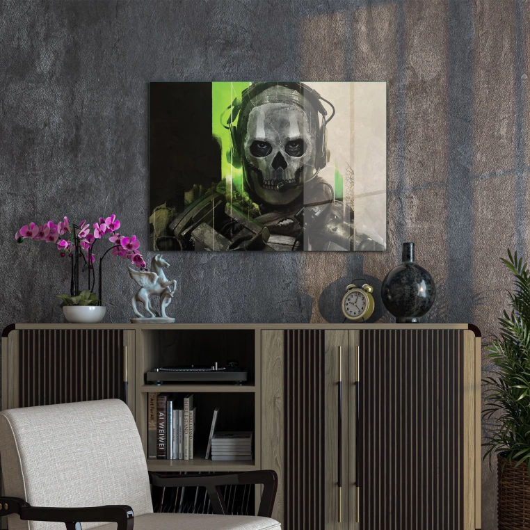 Vivantes Tempered Glass Wall Art - Gamer Skull