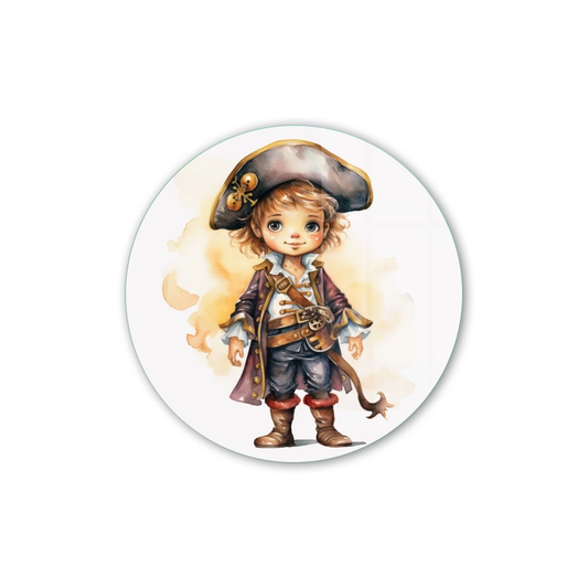 Vivantes Circle Glass Wall Art in 12" Diameter-Little Pirate