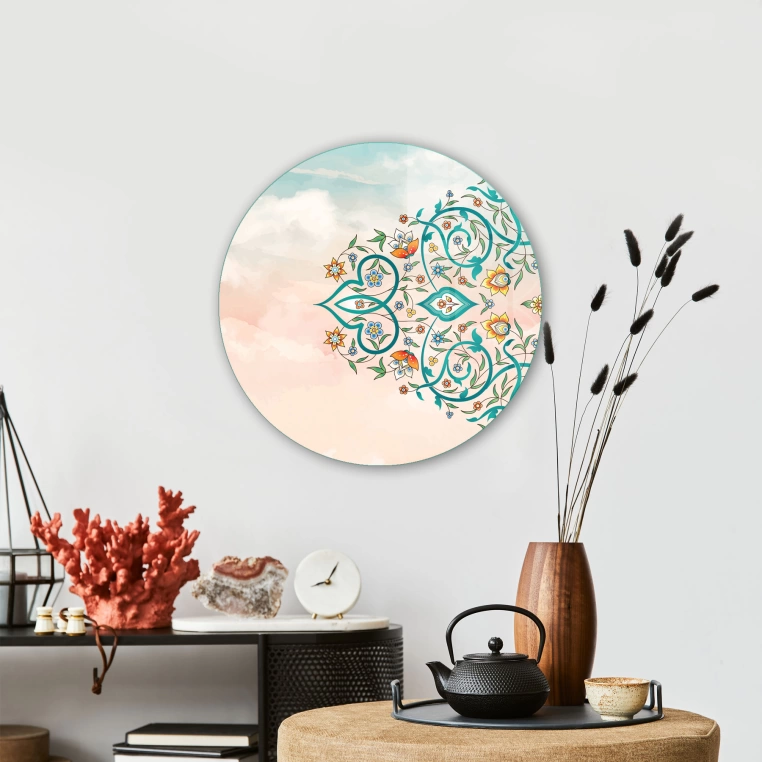 Vivantes Circle Glass Wall Art in 12" Diameter-Persian Art