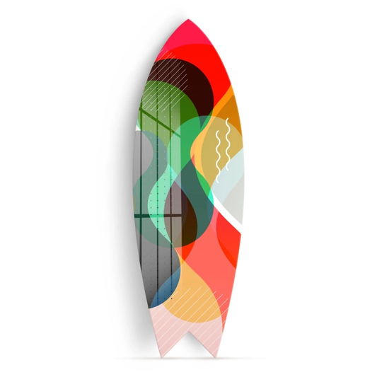 Vivantes Decorative Surfing Board in 4mm Tempered Glass-Colored Wave