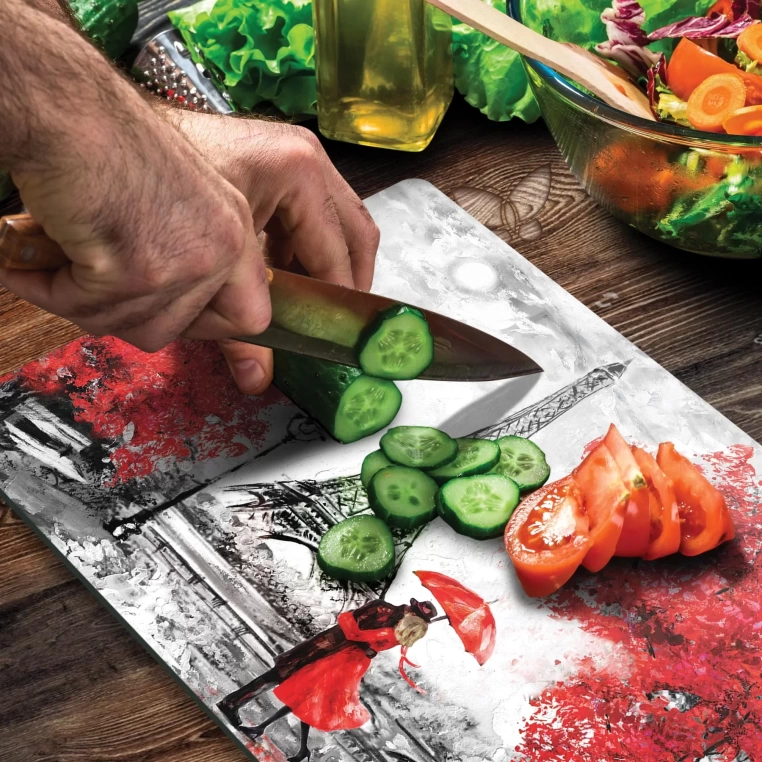 Tempered Glass Cutting Board - Paris in Fall