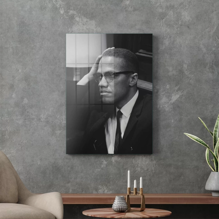 Vivantes Tempered Glass Wall Art - Malcom X