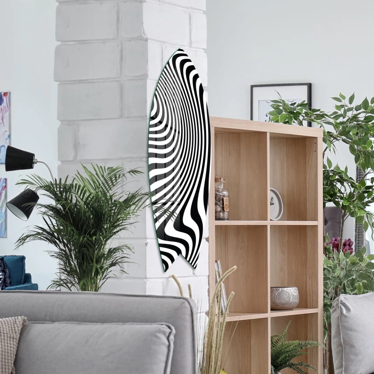 Vivantes Decorative Surfing Board in 4mm Tempered Glass-Zebra