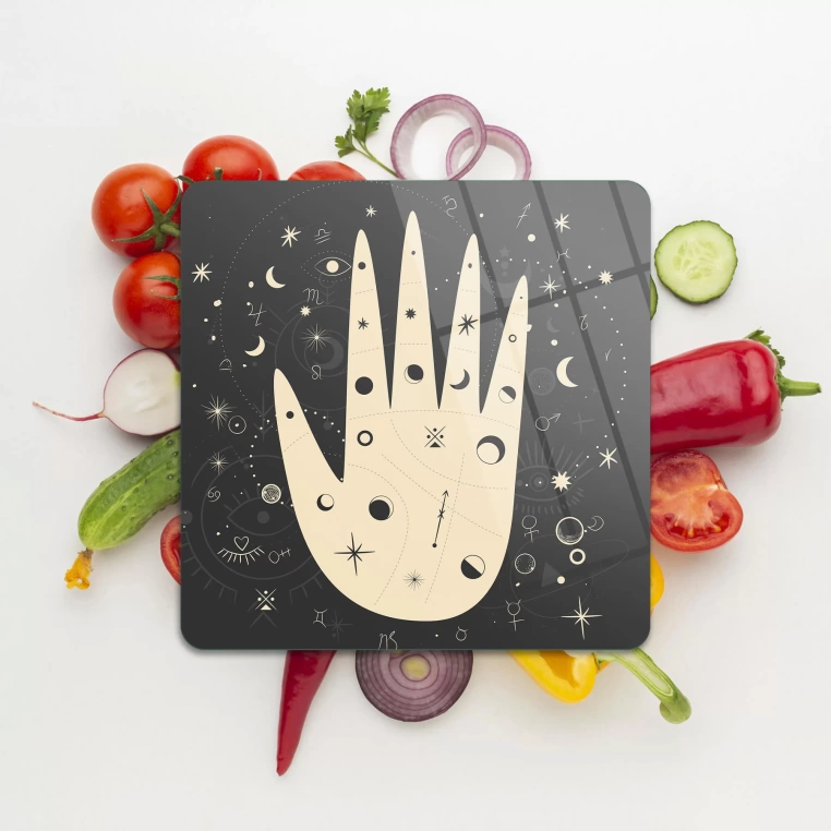 Tempered Glass Square Cutting Board - Horoscoped Hand