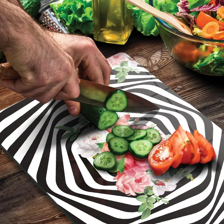 Tempered Glass Cutting Board - Spiral Zebra