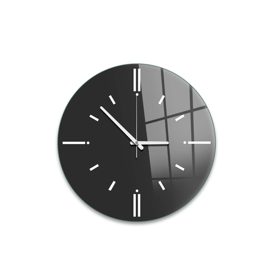 Vivantes Decorative Glass 12 inch Wall Clock Classic Black