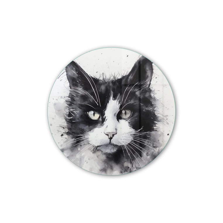 Vivantes Circle Glass Wall Art in 12" Diameter-Street Cat