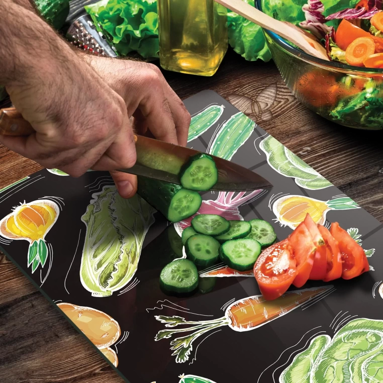 Tempered Glass Cutting Board - Veggies