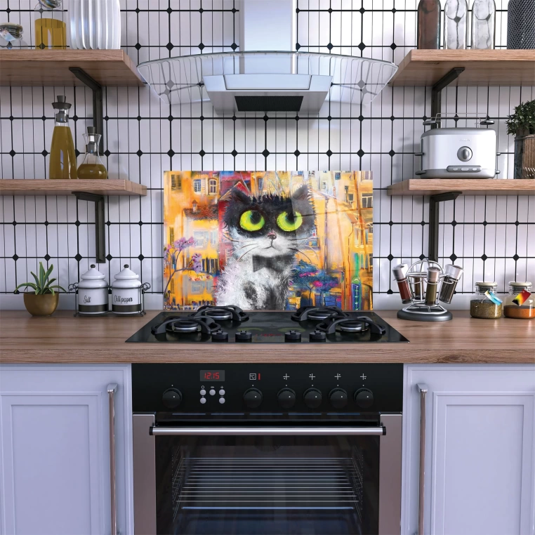 Vivantes Stove Back Tempered Glass Protector-City Kitten