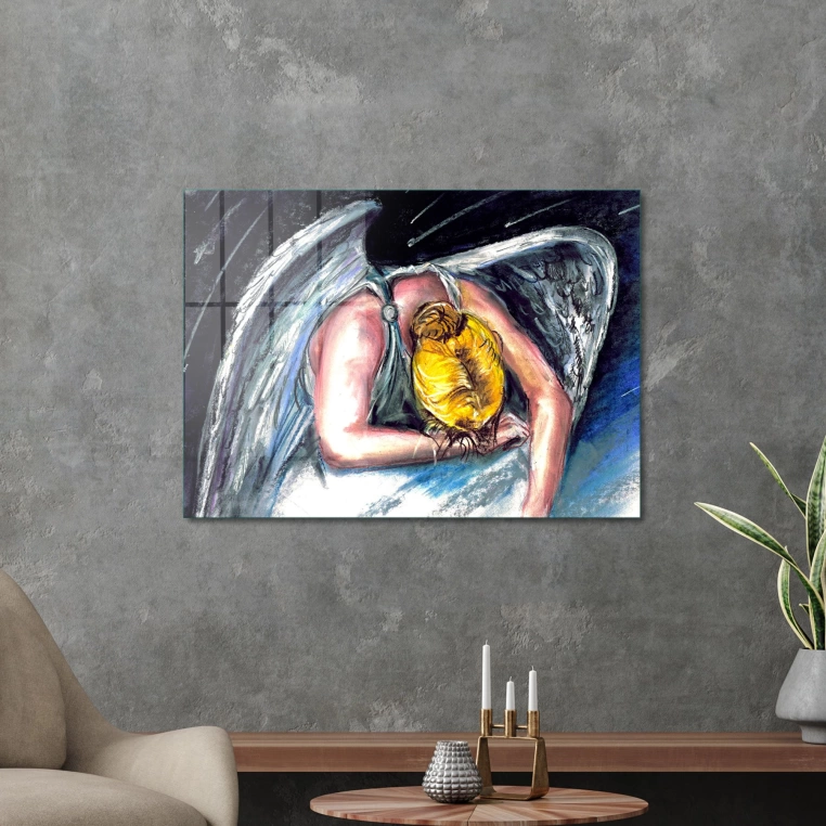 Vivantes Tempered Glass Wall Art - Tired Angel