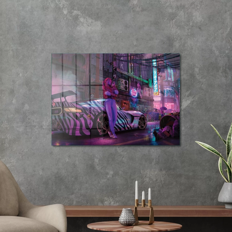 Vivantes Tempered Glass Wall Art - futuristic city