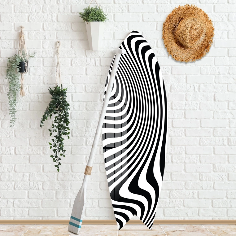 Vivantes Decorative Surfing Board in 4mm Tempered Glass-Zebra