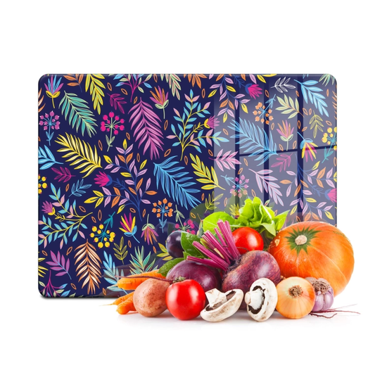 Tempered Glass Cutting Board - Rainbow Leaves