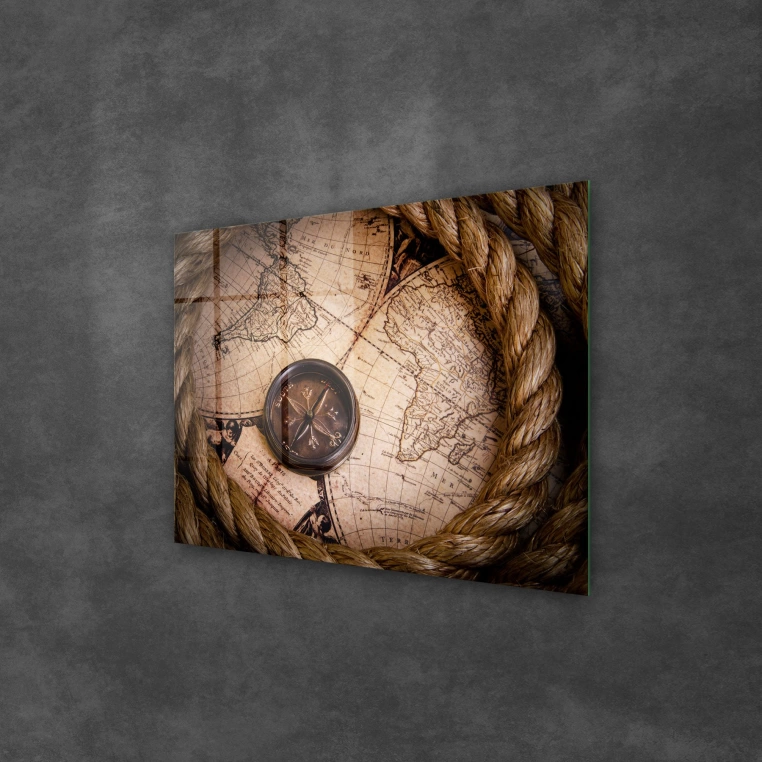 Vivantes Tempered Glass Wall Art - Magellans Compass