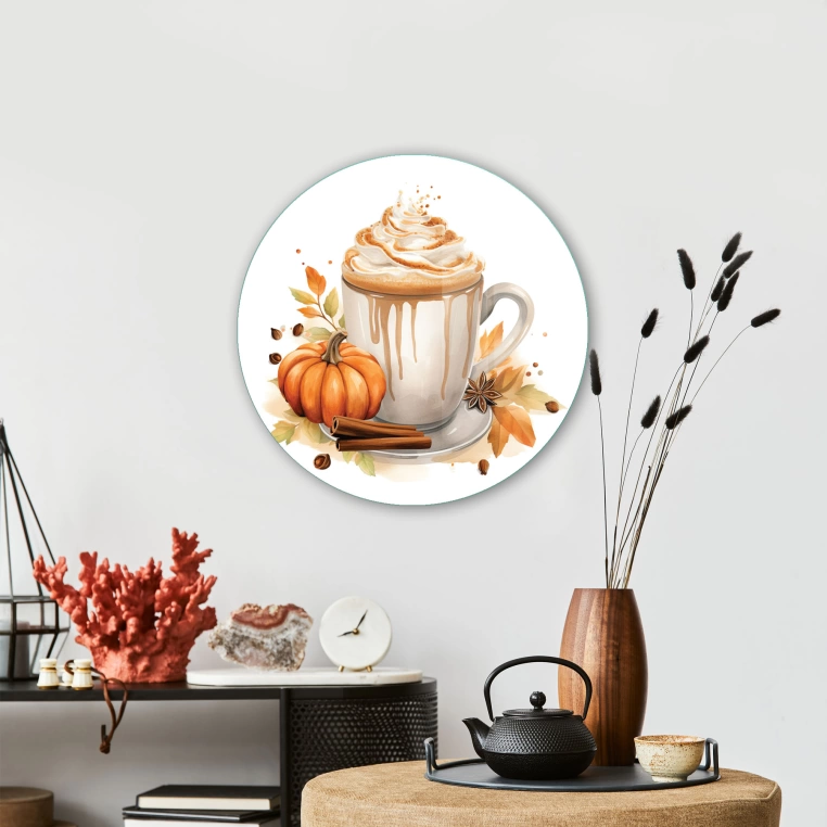 Vivantes Circle Glass Wall Art in 12" Diameter-Pumpkin Spice