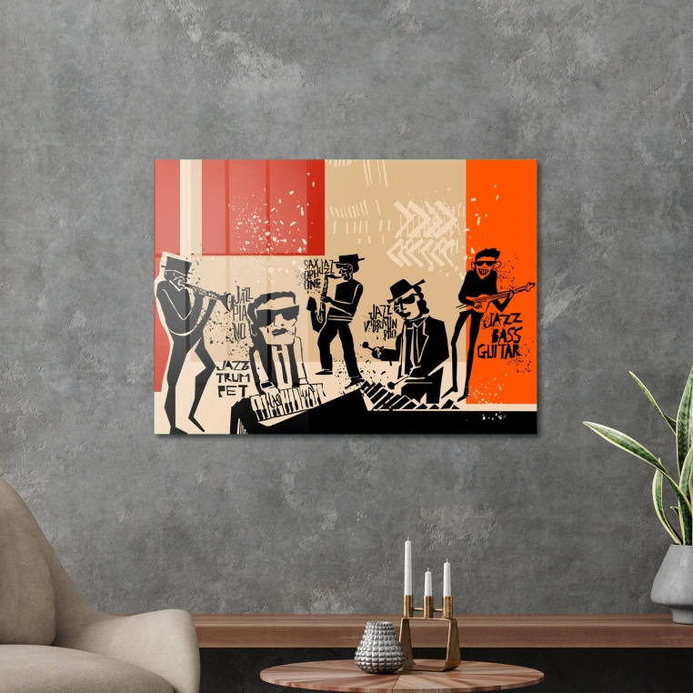 Vivantes Tempered Glass Wall Art - Group Jazz