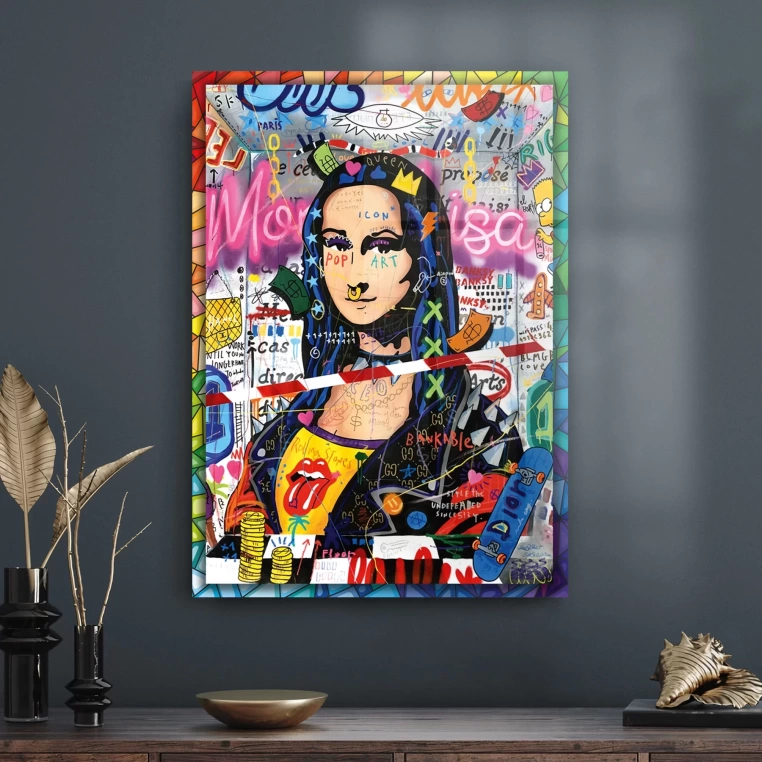 Vivantes Tempered Glass Wall Art - Pop Art Mona Lisa