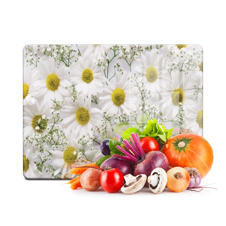 Tempered Glass Cutting Board - Daisies