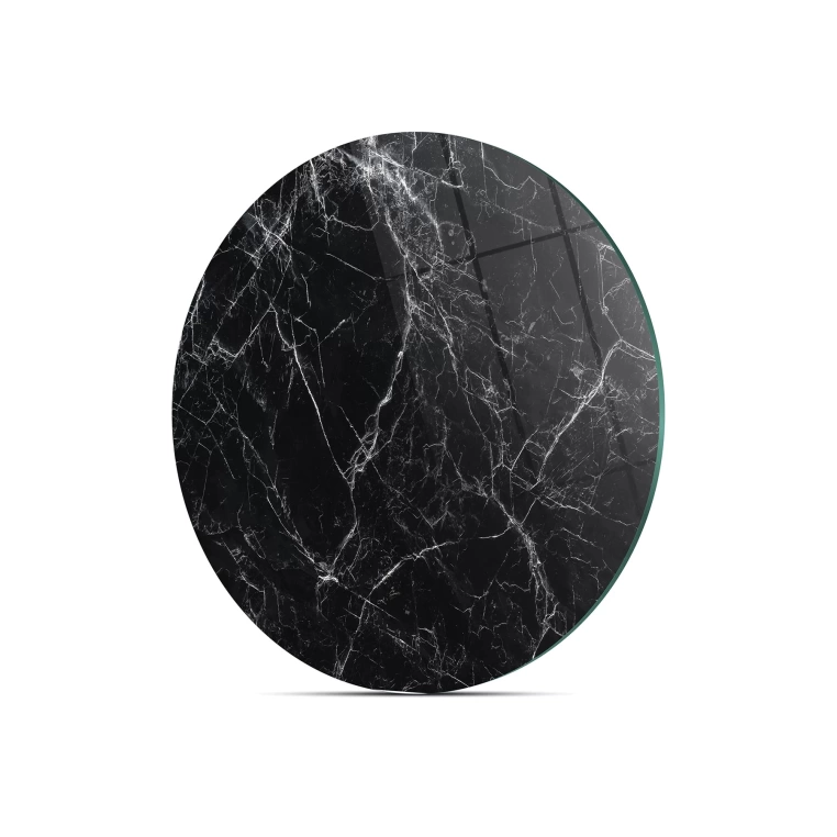 Tempered 12 inch Round Glass Cutting Board - Black Deep Granite