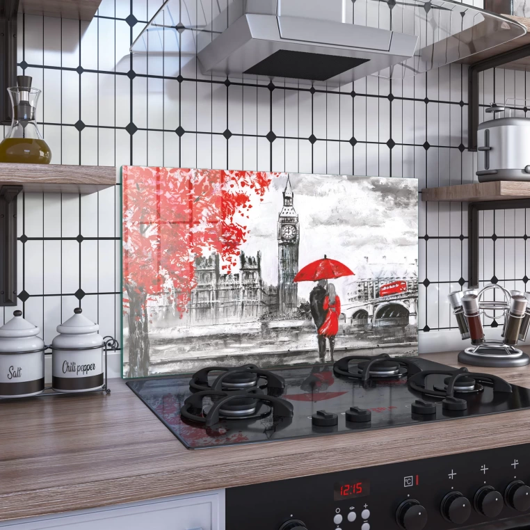 Vivantes Stove Back Tempered Glass Protector-London Rain