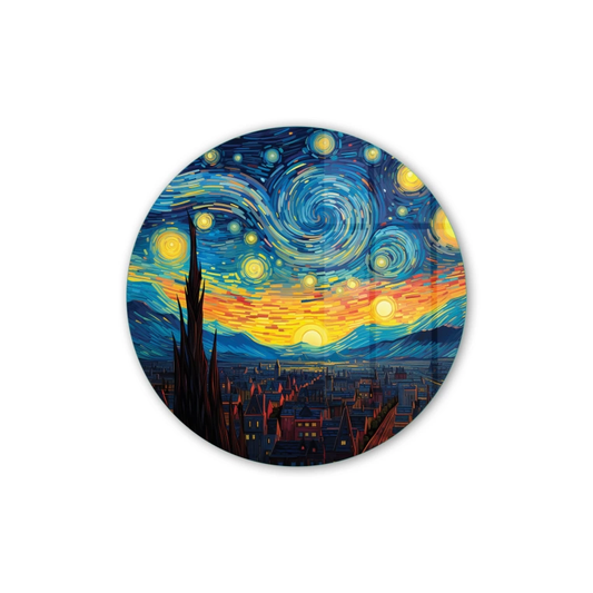 Vivantes Circle Glass Wall Art in 12" Diameter-Creepy Night in Colorado