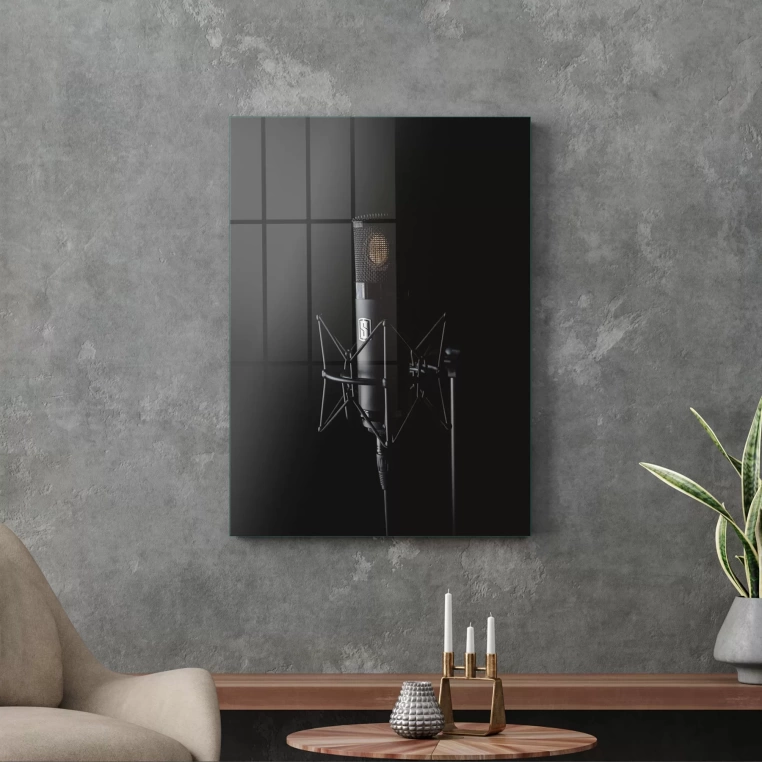 Vivantes Tempered Glass Wall Art - Retro Microphone