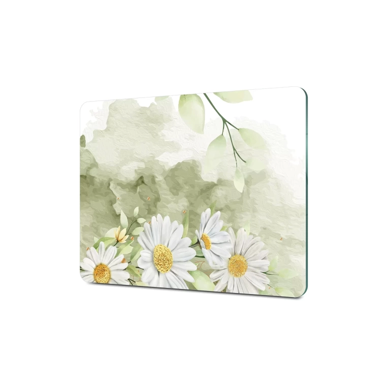 Tempered Glass Cutting Board - Pastel Daisies